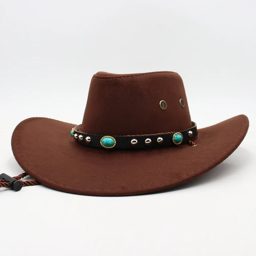 

Cross-border Classic Cowboy Hat Fashion Woolen Ethnic Style Top Hat Tibetan New Guozhuang Dance Men And Women Sunshade Felt Cap