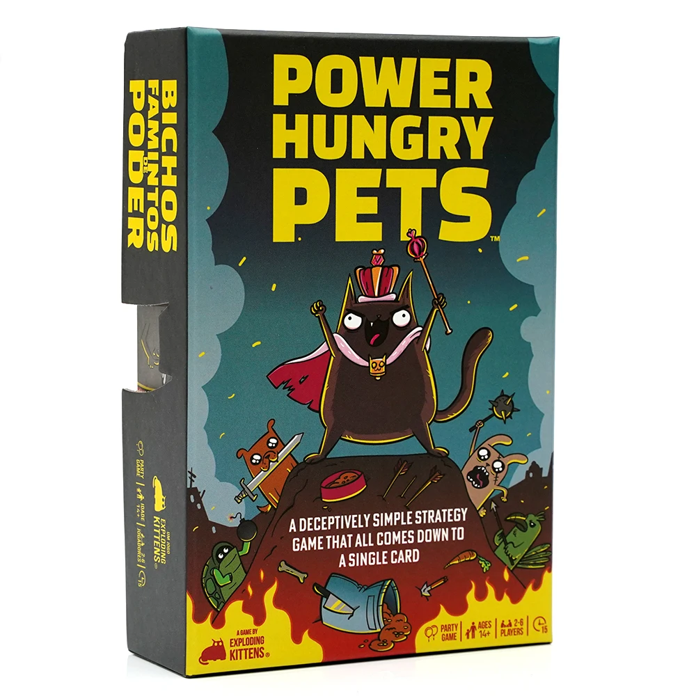 Power Hungry Pets by Exploring Kittens -2-6 players - Age 7 and above -15 minutes of gameplay - Simple strategy card game