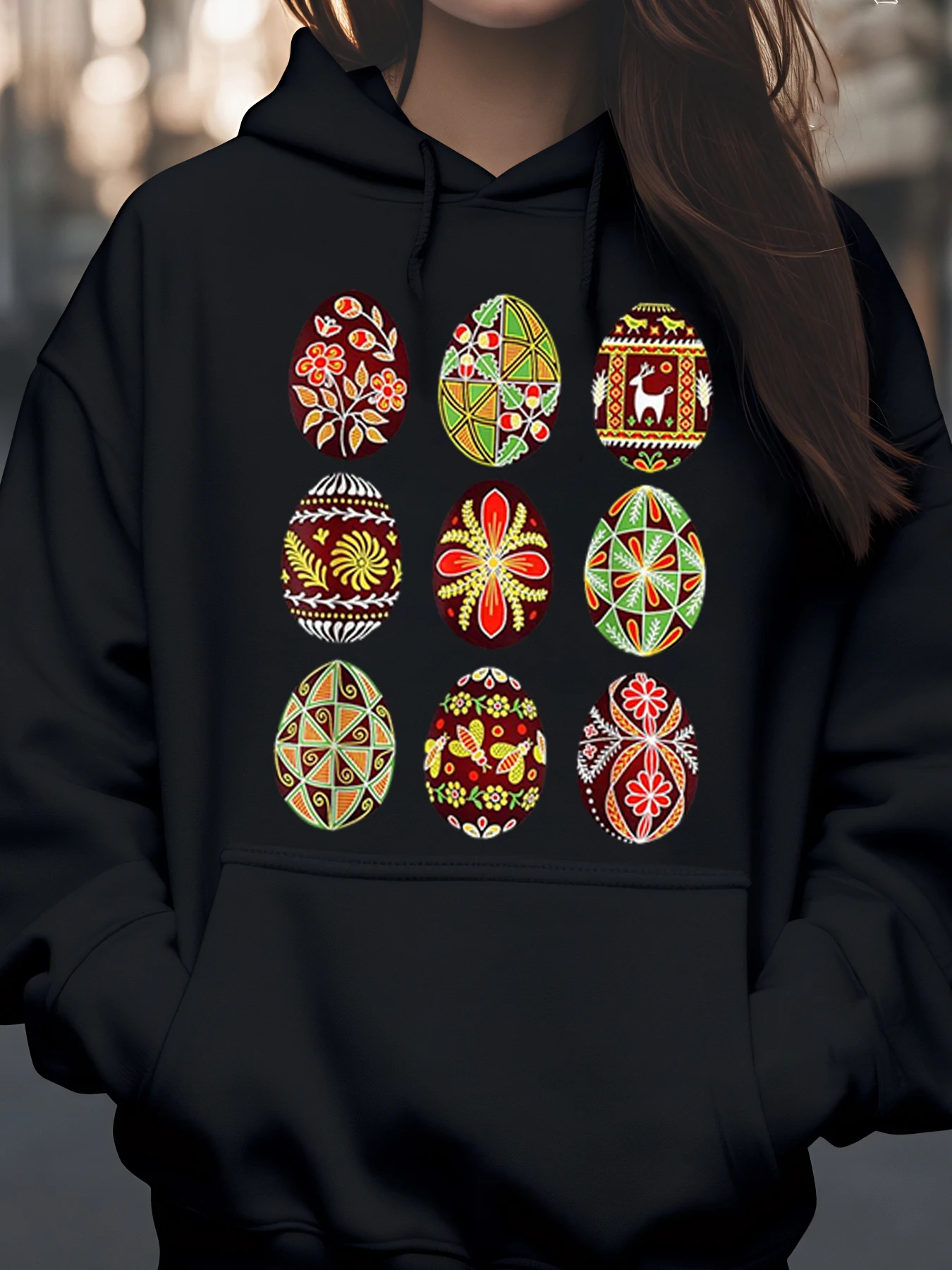 Толстовка с рисунком пасхального яйца, весенний фестиваль, повседневная одежда, женская мода