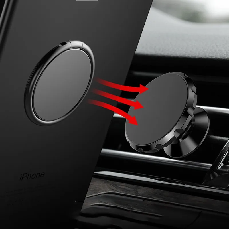 Multipurpose Mobile Phone Holder 360 Degree Car Air Vent Grip Mount Stand Rotation Finger Ring Magnetic Phone Holder Bracket