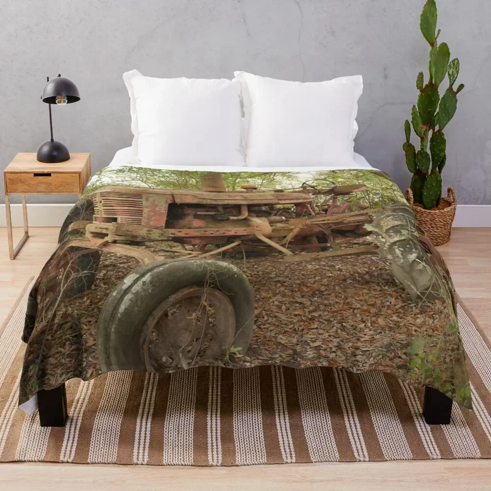 

Rusty Tractor Throw Blanket Flannel Fabric Soft Big Sofa Quilt Blankets