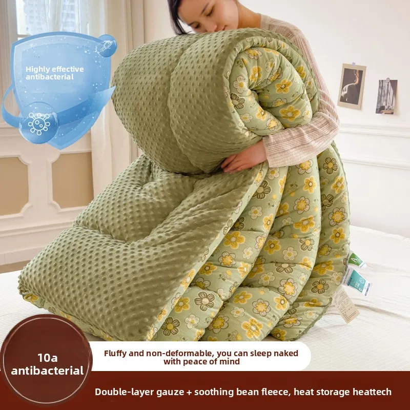 

Зимнее двухслойное одеяло из флиса с цветочным узором, прочное, из молочного вельвета, с термоизоляцией, для односпальной кровати в общежитии