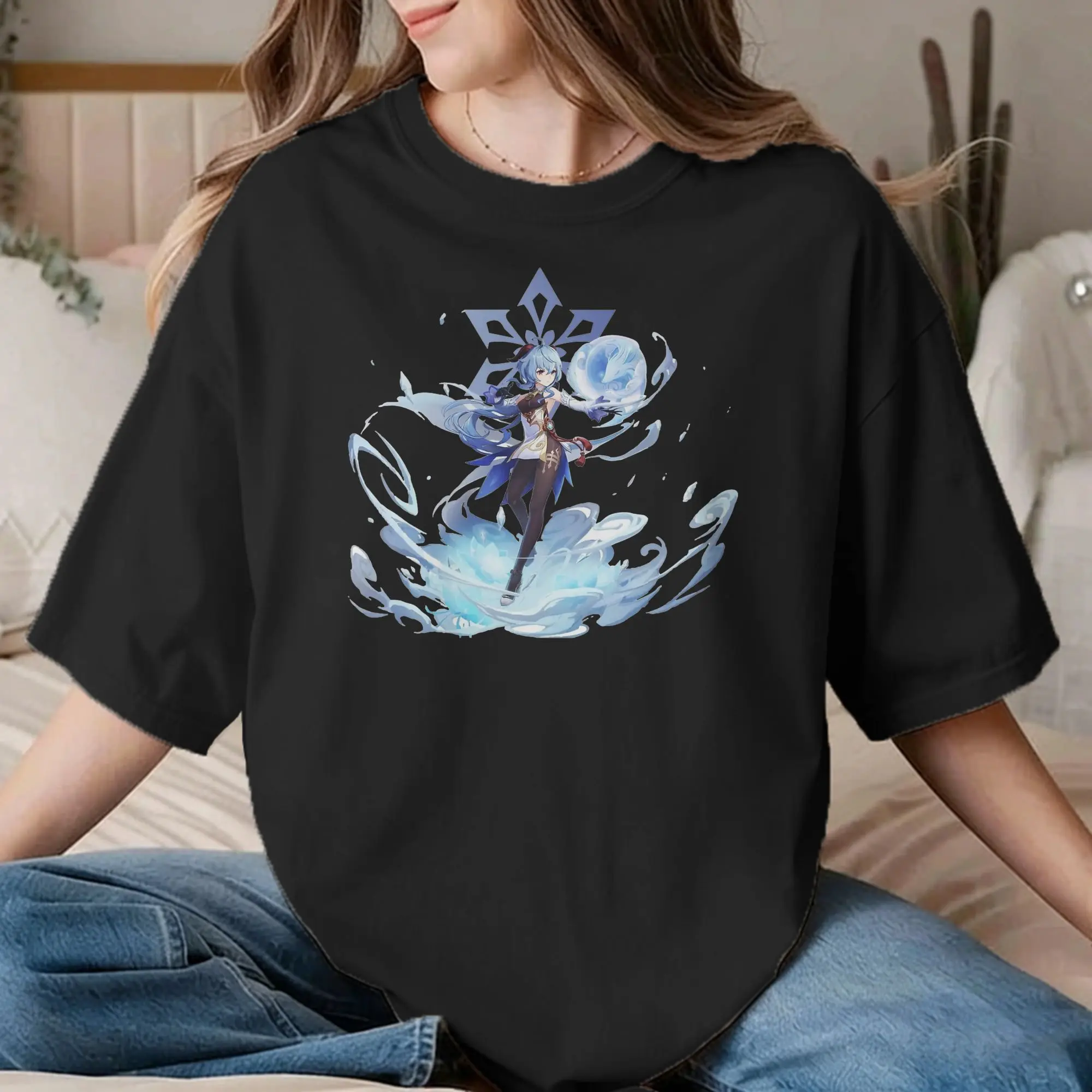 Ganyu Genshin Impact for Men Women T Shirt  Vintage Tees Short Sleeve Round Collar T-Shirt 100% Cotton New Arrival Clothes