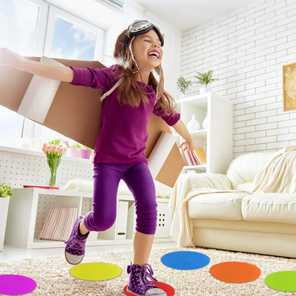 

1Set Colorful Circle Rug Markers Easy Attach Hook Loop Backing for Home School Training Zones Floor Spot Identification
