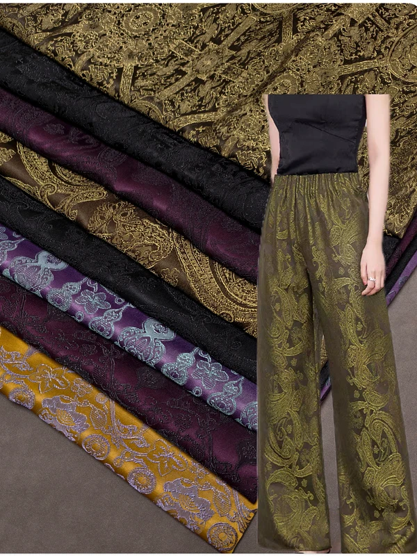 

Новые осенние шелковые брюки-палаццо из ткани Emed, топ-жилет, декор для дома ручной работы, гладкая текстура, китайский стильный дизайн