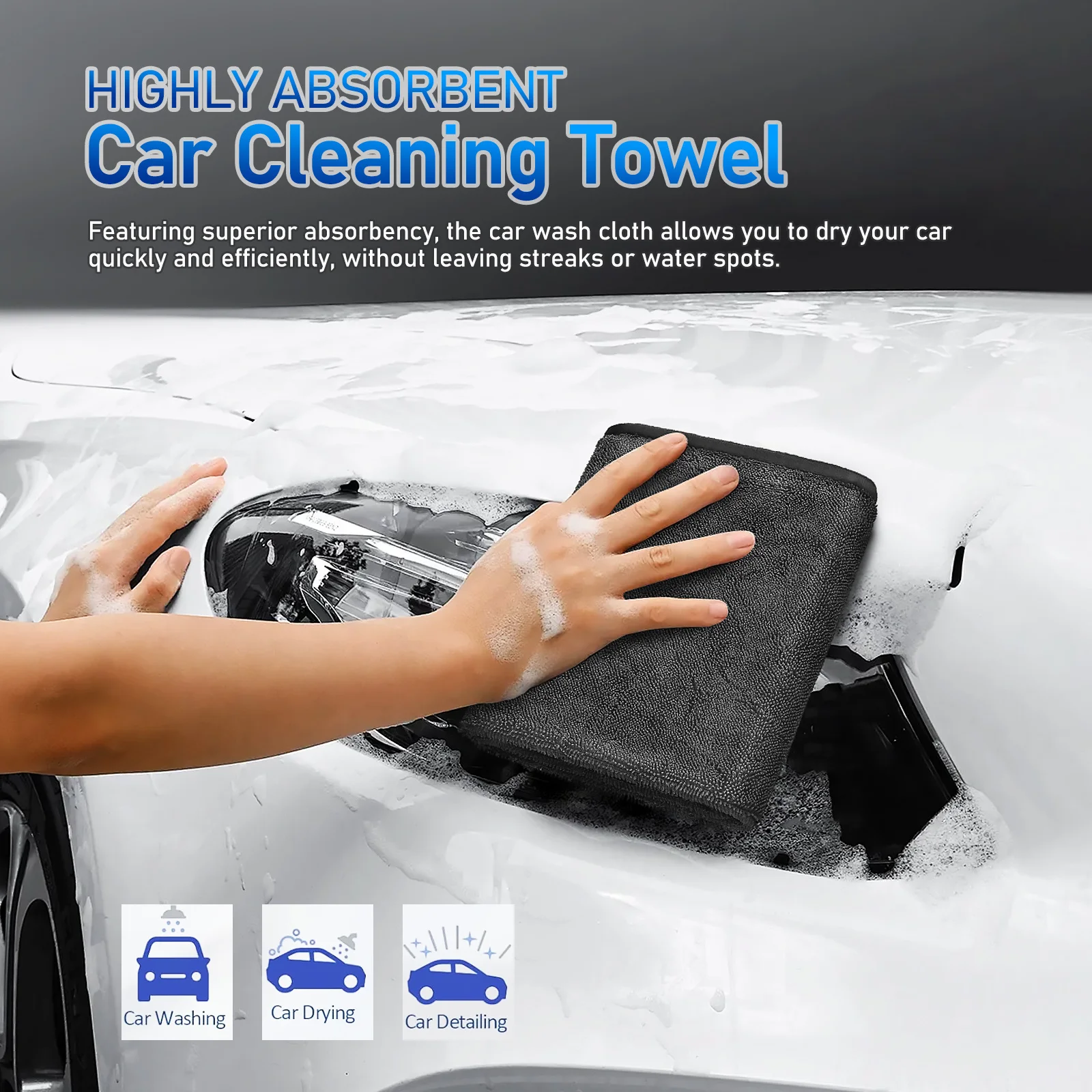 

Extra Large Car Towel Microfiber Washable Quick Dry No Lint for Vehicle Exterior Window Home Surface Cleaning Drying Towel