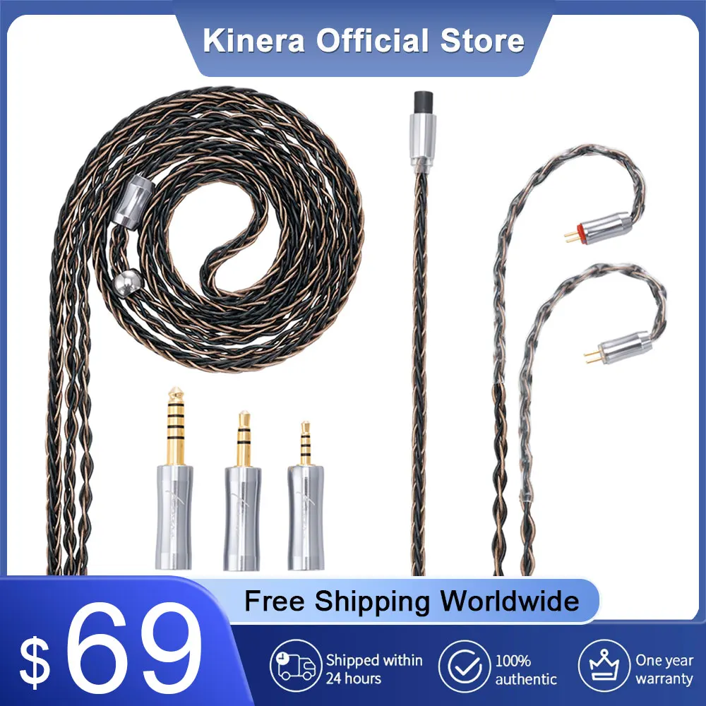 

Kinera Leyding Earphone Modular Upgrade Cable OFC+Alloy Copper 5N Silver Plated 0.78 2pin/MMCX Connector With 2.5+3.5+4.4mm Plug