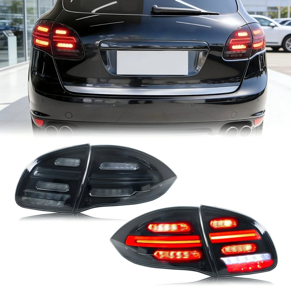 Luces Traseras LED para Porsche Cayenne 958 92A 2011-2014, Señal de Giro Secuencial, Conjunto de Luces Traseras Transparentes [No Compatible con 2015]