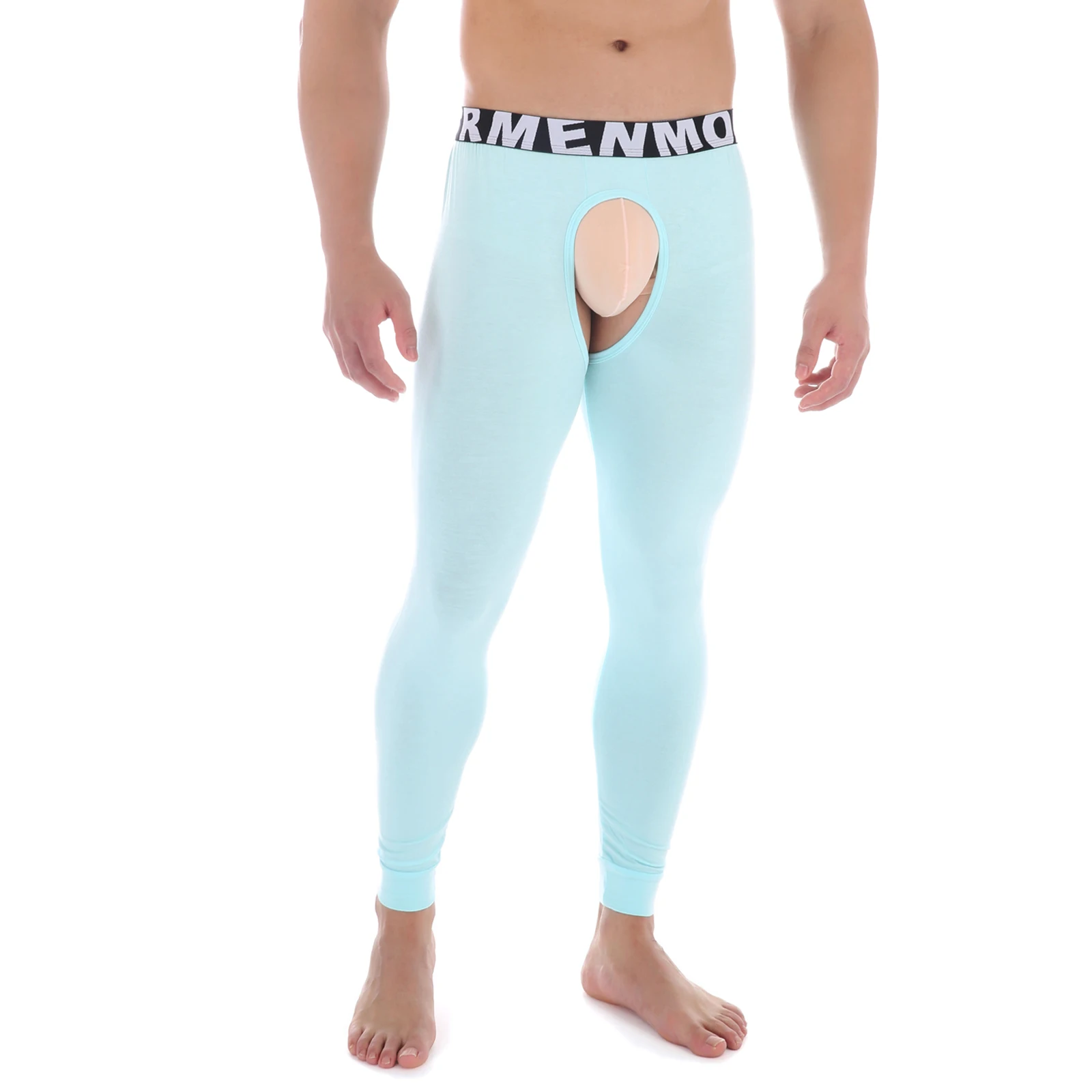 Sexy Leggings Open Crotch Bottoms Men Thermal Underwear Modal Long Johns Pants Buttocks Autumn Trousers Legging Costume