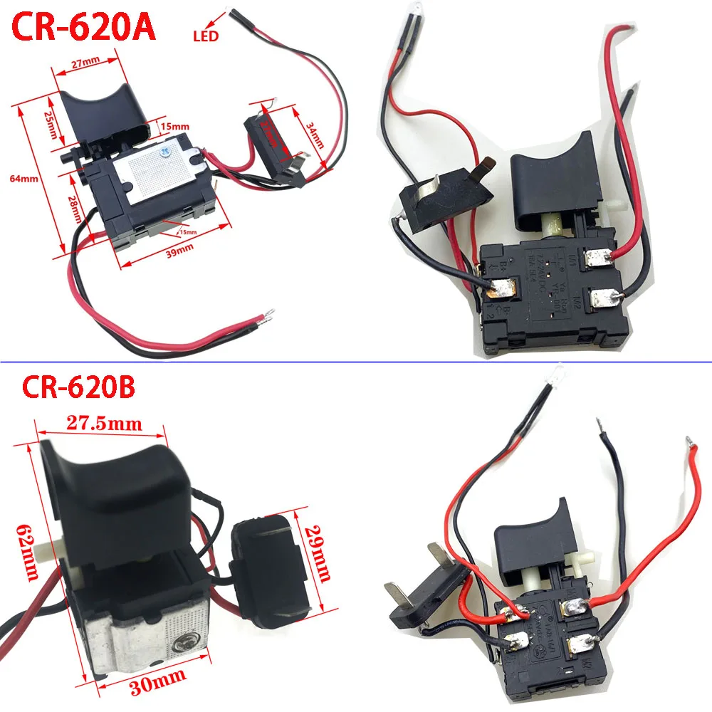 7.2V - 24V Universal Drill Speed Controller push button Switch Lithium Battery Cordless Drill Speed Control Trigger Switch