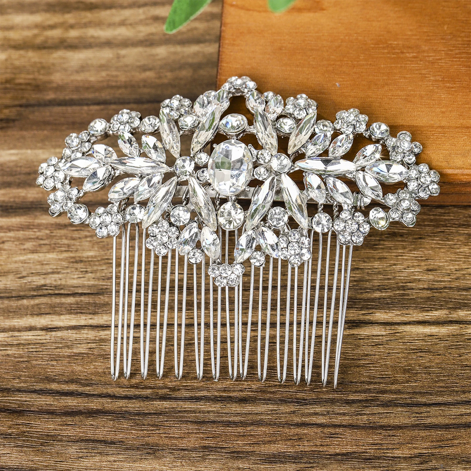

Sparkly Rhinestone Hair Combs for Bride Wedding Hair Styling Jewelry Silver Color Alloy Hairpins Bridal Headdress Hair Ornaments