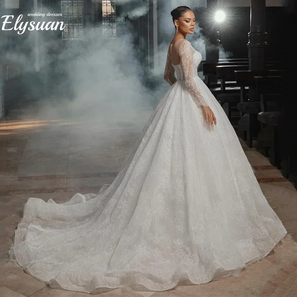 Элегантное бальное платье по индивидуальному заказу, классическое кружевное свадебное платье с длинными рукавами, платье принцессы невесты, Vestido De Novia