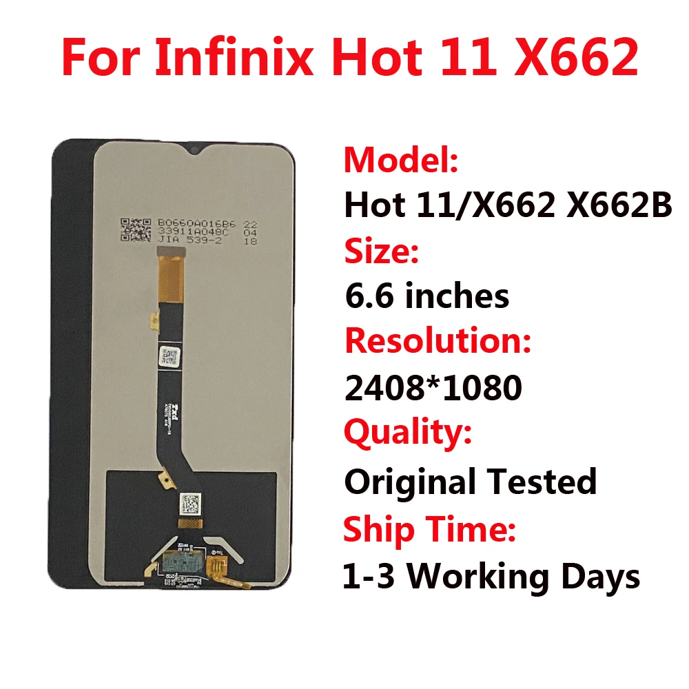 Originale per Infinix Hot 11s X6812 X6812B NFC Display LCD Touch Screen Assembly Digitizer per Infinix X662 Hot11 Hot 11 Play LCD