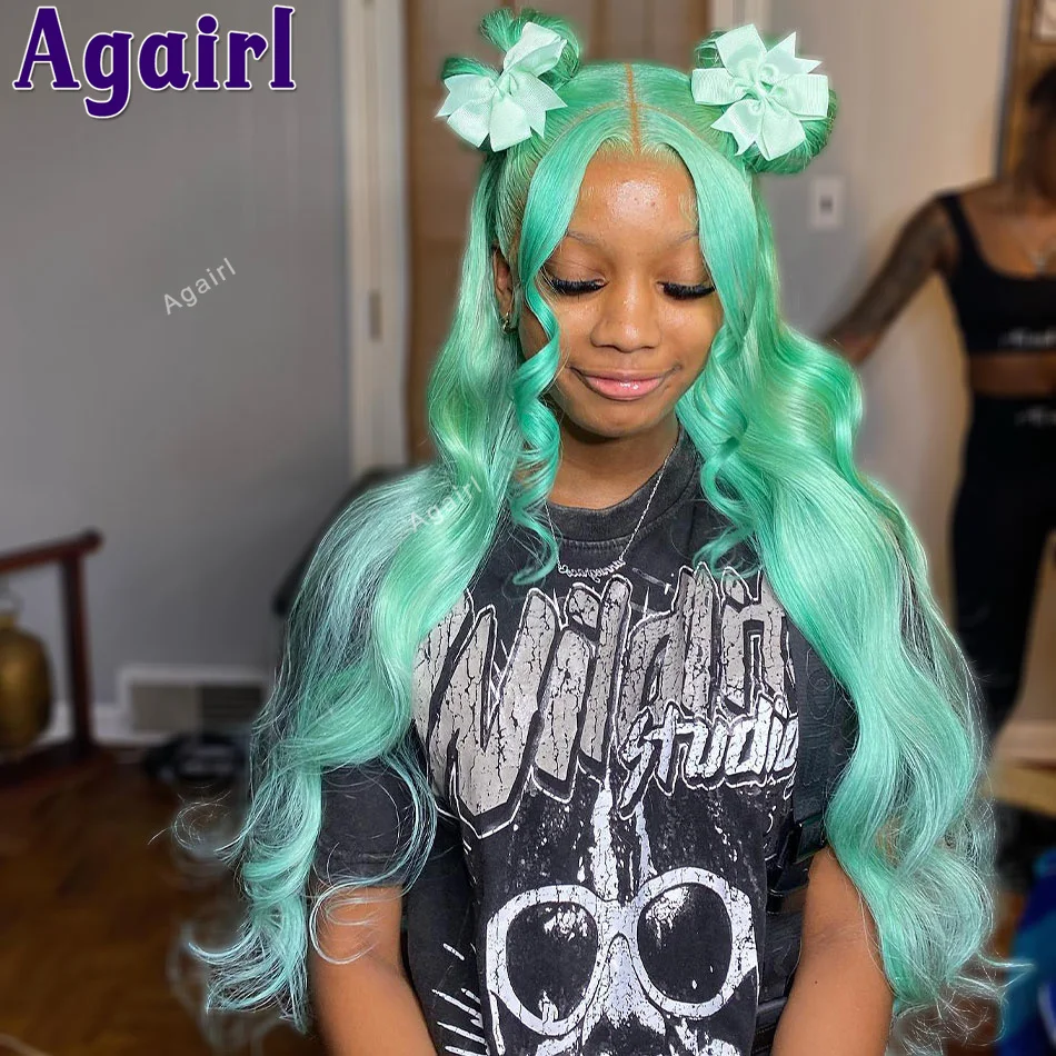 

Sky Blue Body Wave 13X6 13x4 Lace Frontal Wig Human Hair 200 Density 613 Colored Lace Front Wig PrePlucked Transparent For Women