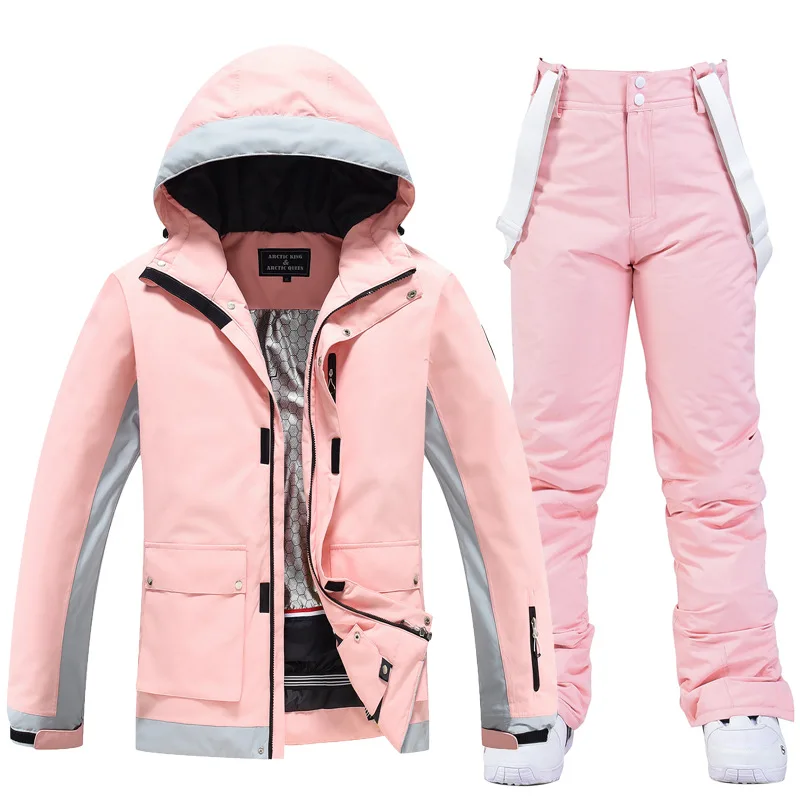 Traje de esquí blanco de 10K para hombre y mujer, conjunto de ropa de snowboard, chaqueta de esquí impermeable a prueba de viento, monos de nieve