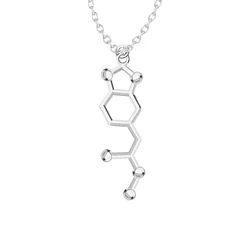 3D MDMA Molecule Science Biology Chemical Structure Charm Pendant Necklace With Chain Plating Chemistry Fashion Jewelry