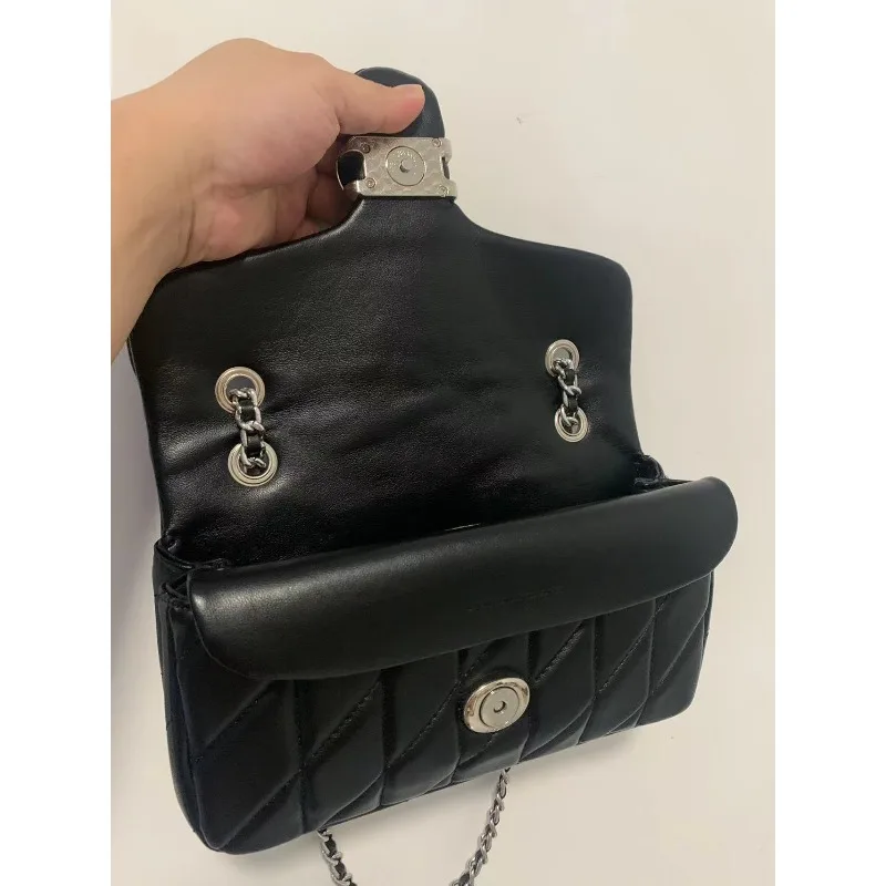 حقيبة Y2K النسائية الكلاسيكية المبطنة، حقيبة مربعة صغيرة بسلسلة من الماس، حقيبة ساعي كتف واحدة، حقيبة تخزين