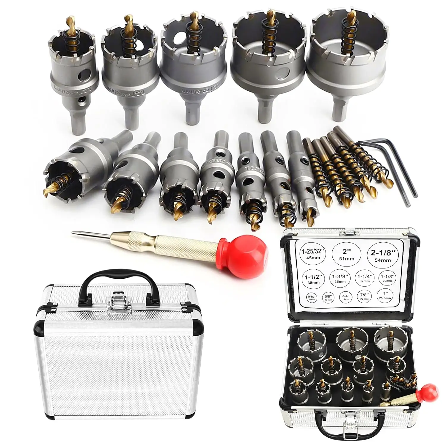 

Набор из 12 твердосплавных коронок TCT для металла, нержавеющей стали, железа, алюминия, дерева, пластика - Набор сверл для тяжелых работ