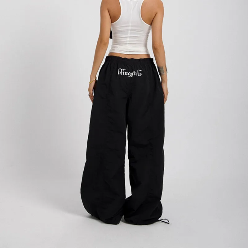 

Trendy Y2K Girl Casual Baggy Pants Women Loose Straight Oversize Drawstring Sports Jogging Wide Leg Pants 2000s Hip Hop Trousers