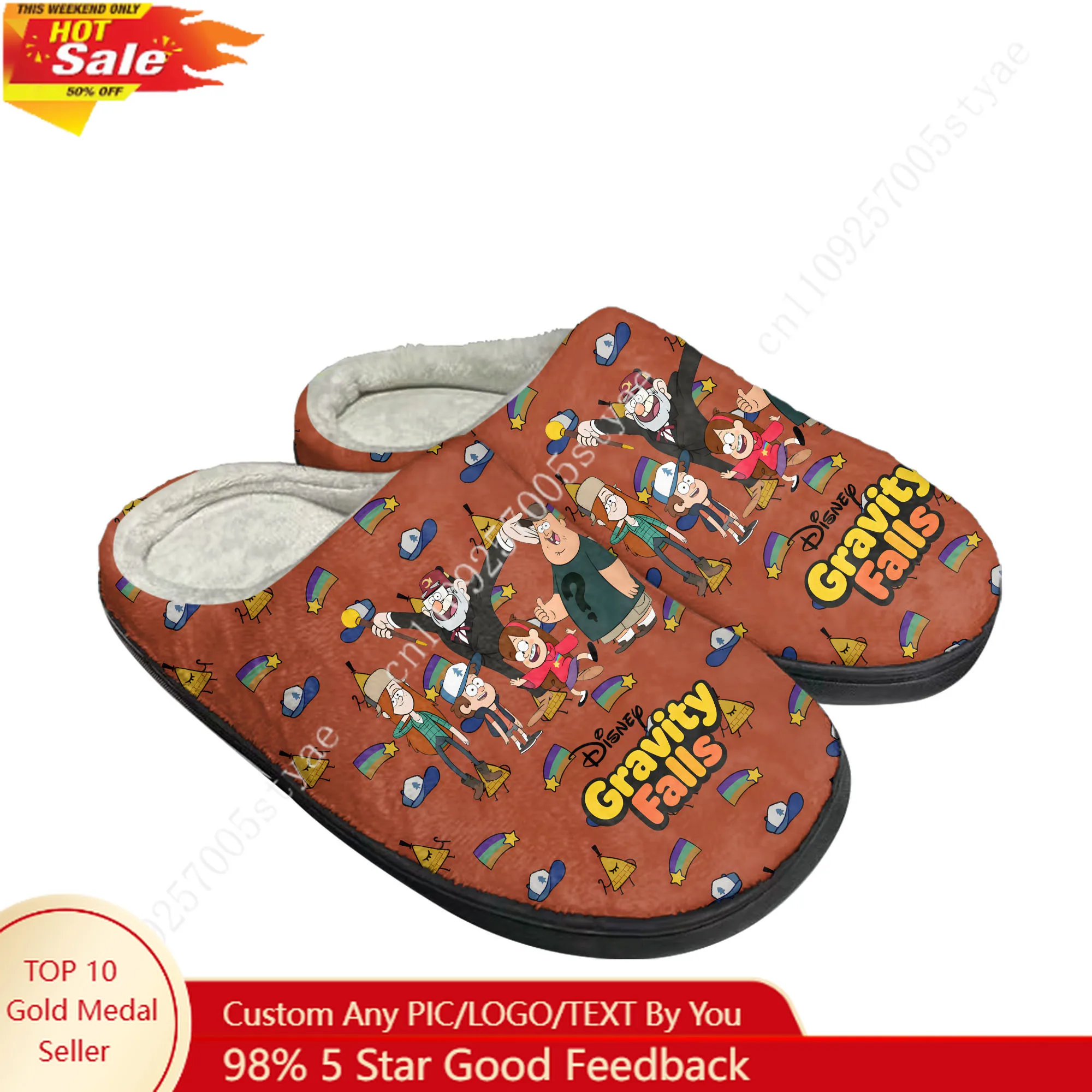 

Gravity Falls Cotton Slippers Disney Cartoon Decorate Plush Indoor Shoes Design Your Text Logos Party Holiday Gifts Custom Shoe