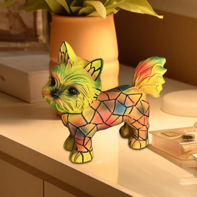 

Милая настольная лампа из смолы, настольная лампа с милой собакой, ручная роспись, витраж, мемориальный декор для домашних животных, винтажное окружающее освещение для прикроватной детской комнаты