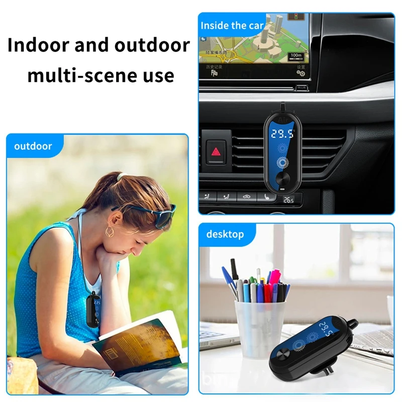 Mini Xông Phòng Máy Lọc Cá Nhân Đeo Di Động Có Thể Đo Được Nhiệt Độ 160 Triệu Ion Âm Máy Lọc Không Khí Xe Hơi