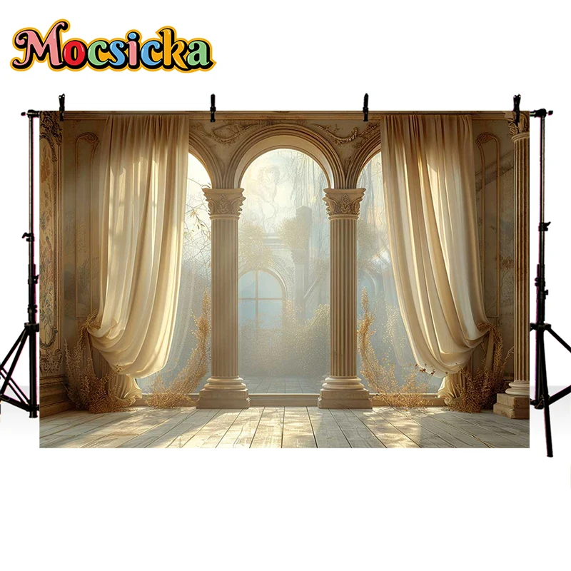 Mocsicka Fotografie Hintergrund Vintage Palast Bogen Wand Erwachsenen Geburtstag Hochzeit Mutterschaft Porträt Dekor Hintergrund Fotostudio