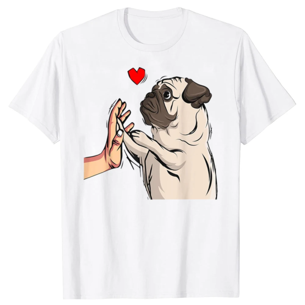 Pug Love Lustiges Hundeliebhaber-Grafik-T-Shirt für Männer und Frauen, modisches, lässiges T-Shirt aus 100 % Baumwolle, lockeres, übergroßes T-Shirt – Detail 2