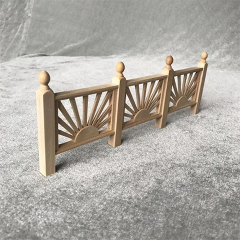 1:12 Doll House Miniature Wooden Guardrail Balustrade Mini Balcony Fence