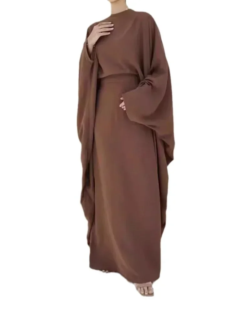 Robe Abaya pour femmes musulmanes, manches chauve-souris, ceintures Jalabiya, Maroc, Dubaï, Eid, Kaftan éducatif, Islam, Robe longue arabe, 2025