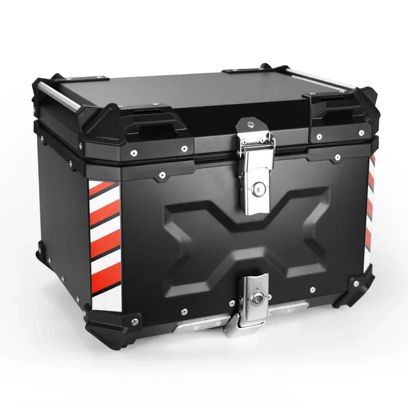 

Factory Hot Selling 55L Black X Design Tail Box Aluminum Top Case Larger Motorcycle Trunk