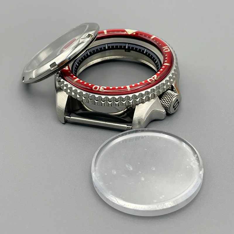 

SKX007 Silver Watch Case Sapphire Crystal Glass Fit for 42mm NH35 NH36 NH38 4R 7S Movement 28.5mm Dail Watch Cases Modified Part