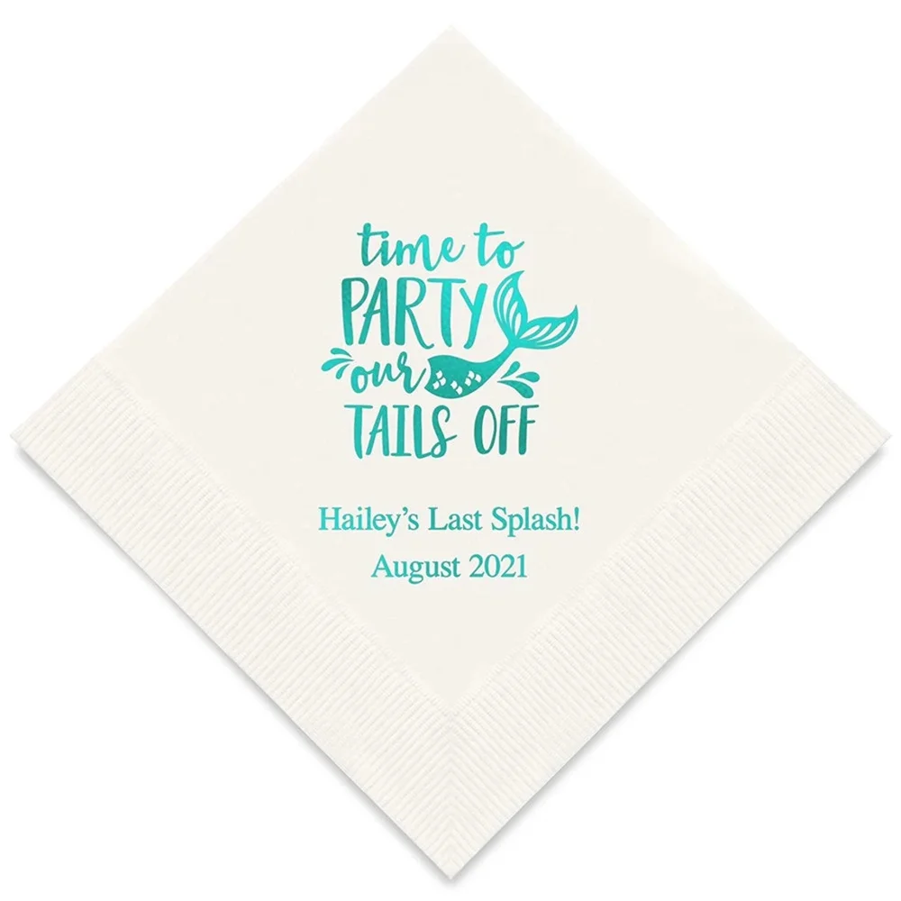 50PCS Party Our Tails Off Personalized Printed Wedding Napkins - 3 Sizes / Multiple Colors