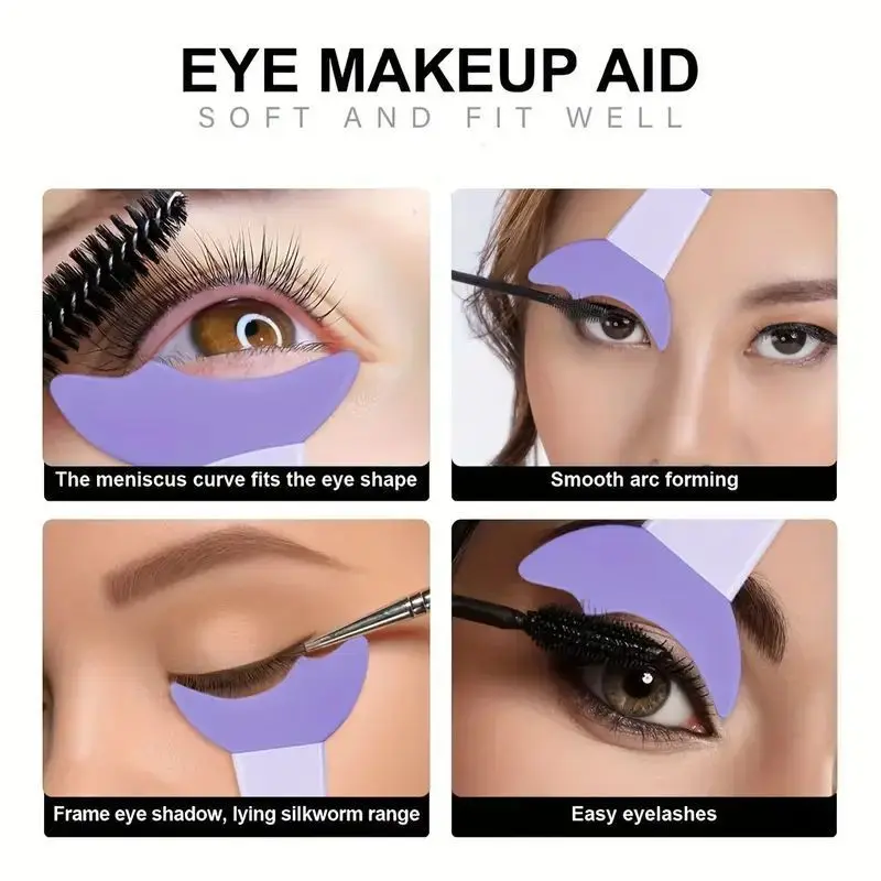 Set di 4 strumenti multifunzionali per il trucco degli occhi in silicone, facili da pulire, riutilizzabili per le linee degli occhi perfette per principianti