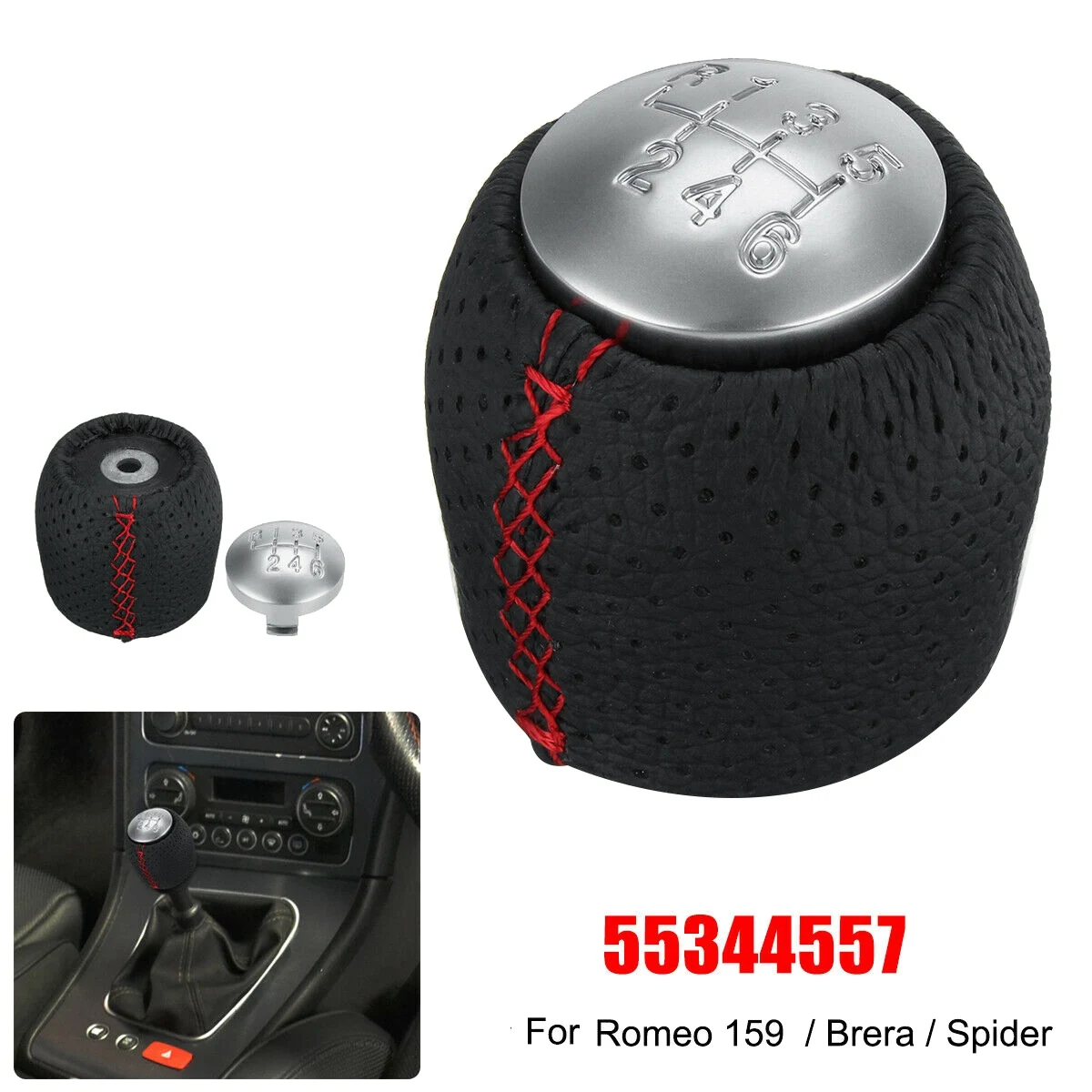 6 Speed Manual Gear Shift Knob Shifter Lever Handball for 159 Brera Spider 05-11