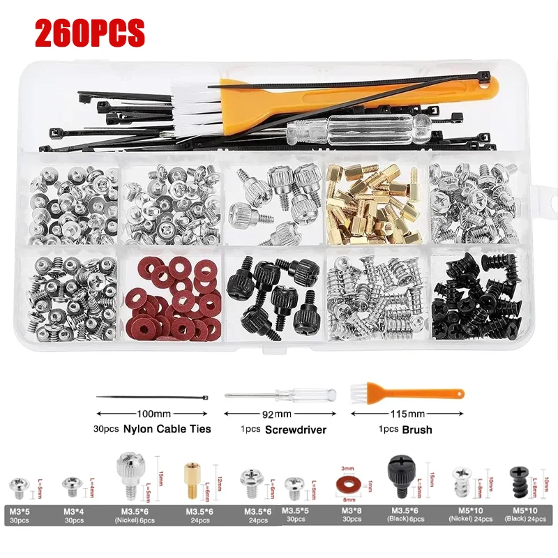 PC Computer Screws Kit Motherboard Power Supply Screw Computer Repair Assemble Case Fan Hand Screws Bolt Standoff Washer Set