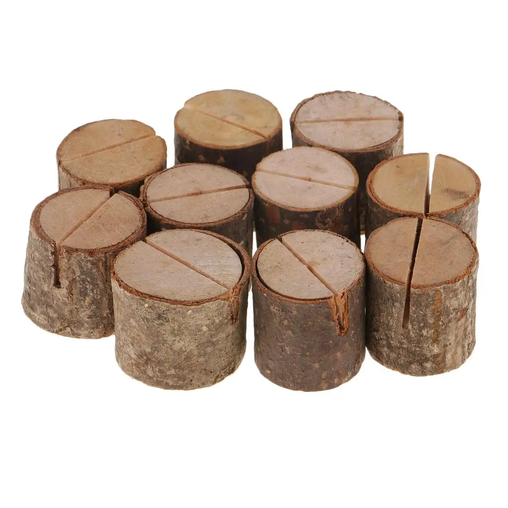 Madeira Natural Log Blocks Holder, Decoração De Mesa, Festa De Casamento, 10 Pcs