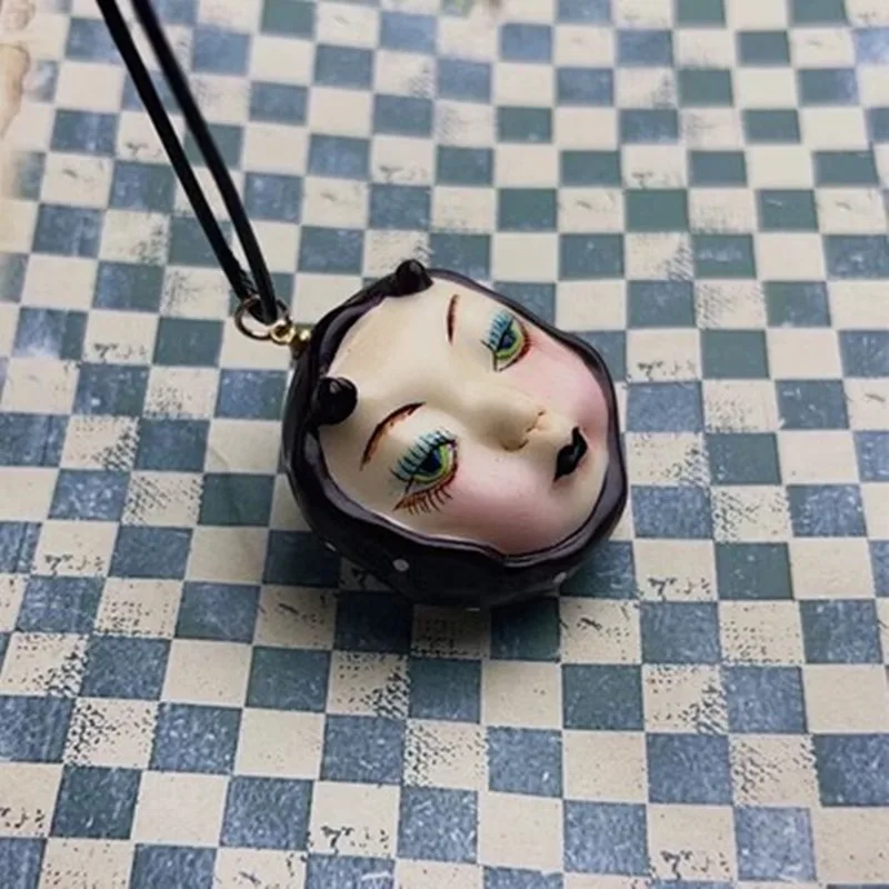 Witch doll Jewelry China Hand-painted Ceramic necklace Cosplay Masks Pendants For women