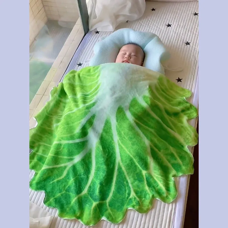 Double-sided Flannel Cabbage Pancake Blanket Home Sofa Office Nap Blanket Children's Air Conditioning  Living Room Warm Blanket
