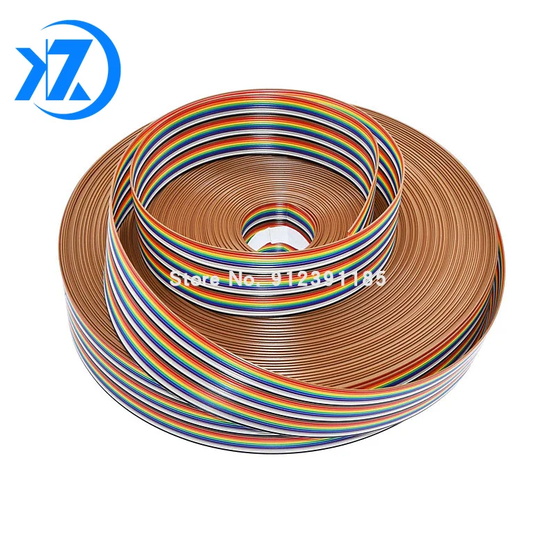 1Meter 10P/12P/14P/16P/20P/26P/34P/40P/50P 1.27mm PITCH Color Flat Ribbon Cable Rainbow DuPont Wire for FC Dupont Connector