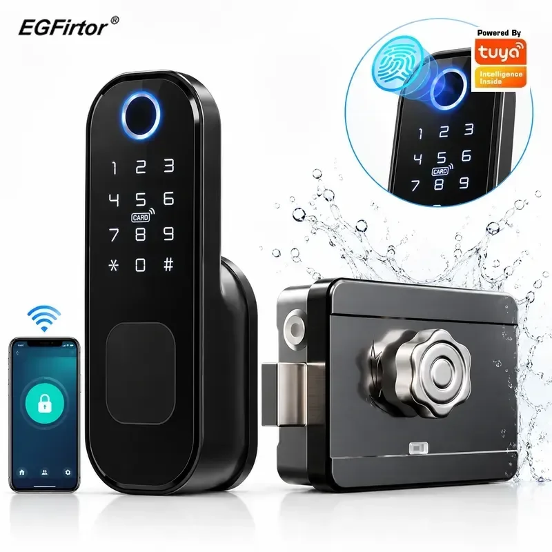 Tuya Lock Mobile APP Control Bluetooth Smart Fingerprint Password Swipe IC Card Door Lock Remote Send