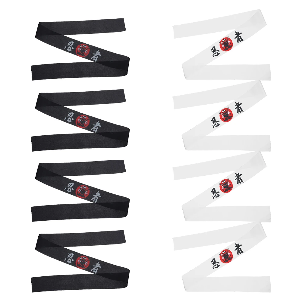 

8pcs Headband Japanese Karate Bandana Men Women Sweatbands Polyester Print Hairband Accessories Chef Hat Sushi