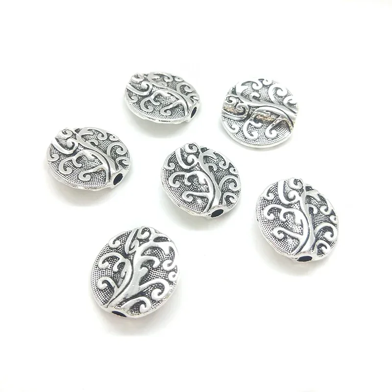 Nueva moda, 6 piezas, 20MM, cuentas redondas de Metal esculpidas de aleación de Zinc para pulsera DIY, collar, accesorios de joyería