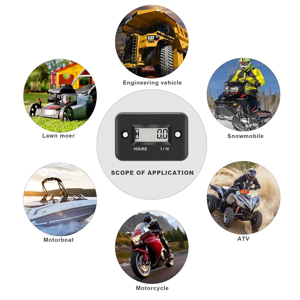 أجزاء الدراجة النارية مقاييس المحرك الموقت ساعة العمل متر مقاوم للماء شاشة الكريستال السائل الرقمية الوقت Gause ل Atv قارب موتو الآلات