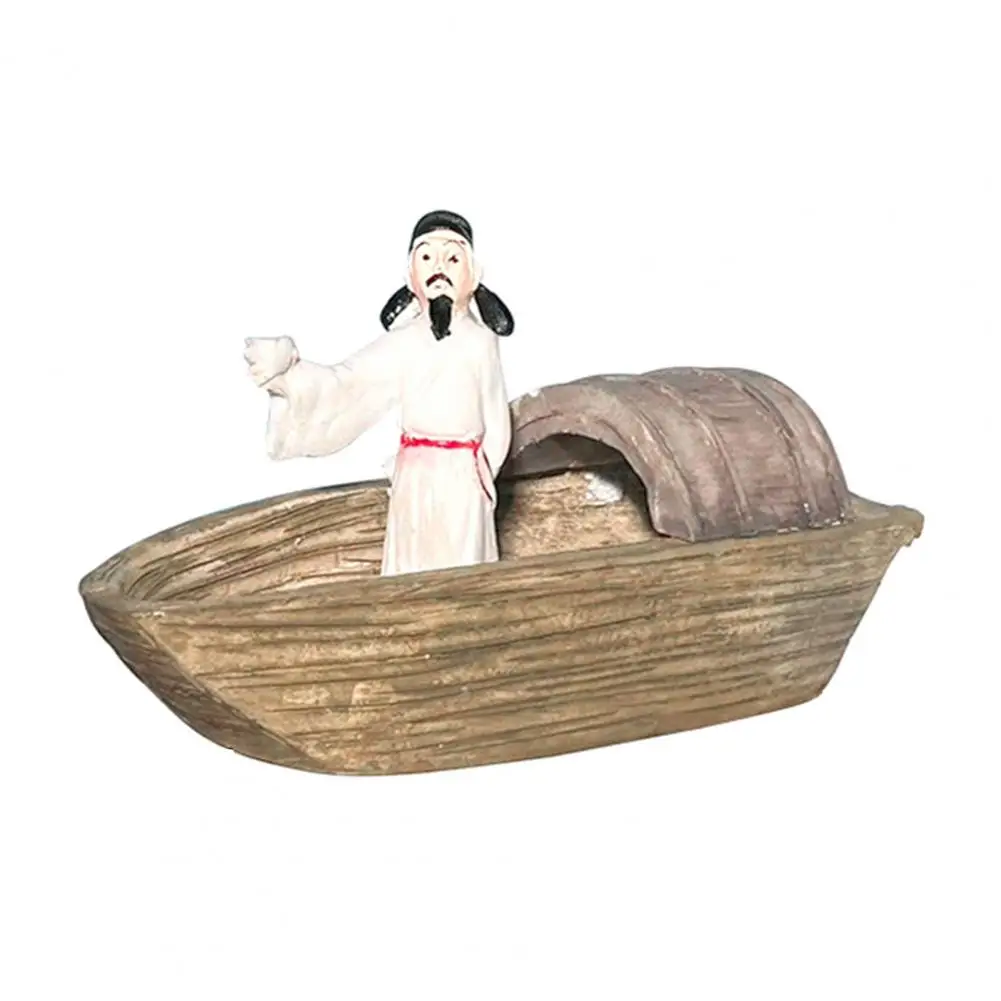 Li Bai Boat Fish Tank Decor Ancient Chinese Poet Li Bai Figurine for Fish Tank Decoration Miniature Statue for Aquarium Floating