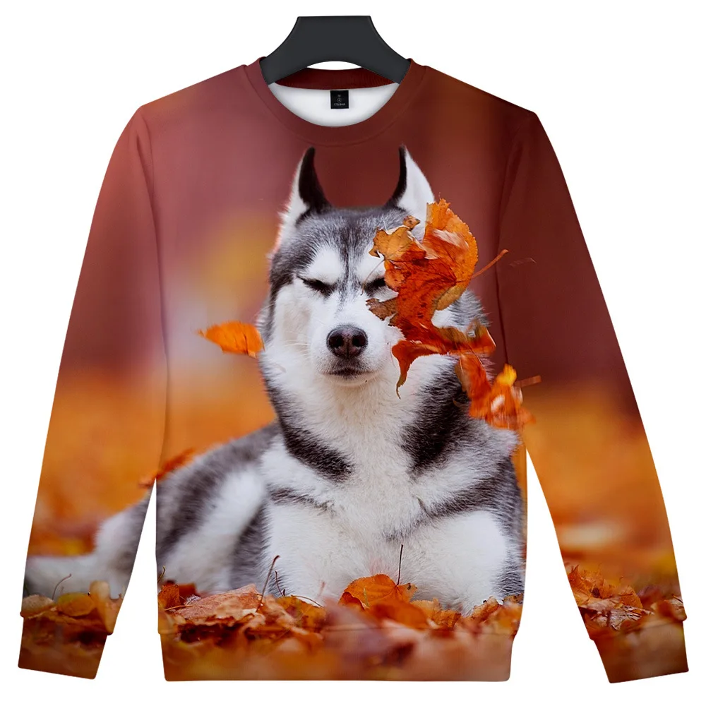 

cute Husky 3D Print Crewneck Hoodies Men Casual Animal Pattern Hooded Sweatshirt Long Sleeve Pullover Unisex Autumn Clothes