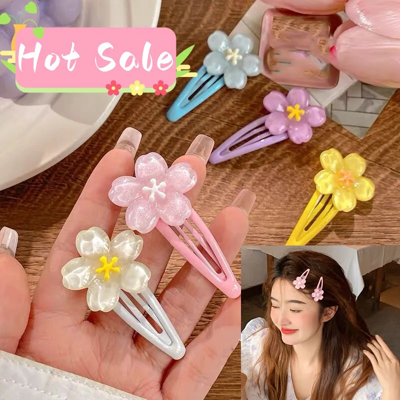 Horquillas con forma de flor de cerezo para niña y mujer, pinzas a presión para flequillo lateral, Clip BB, accesorios para el cabello