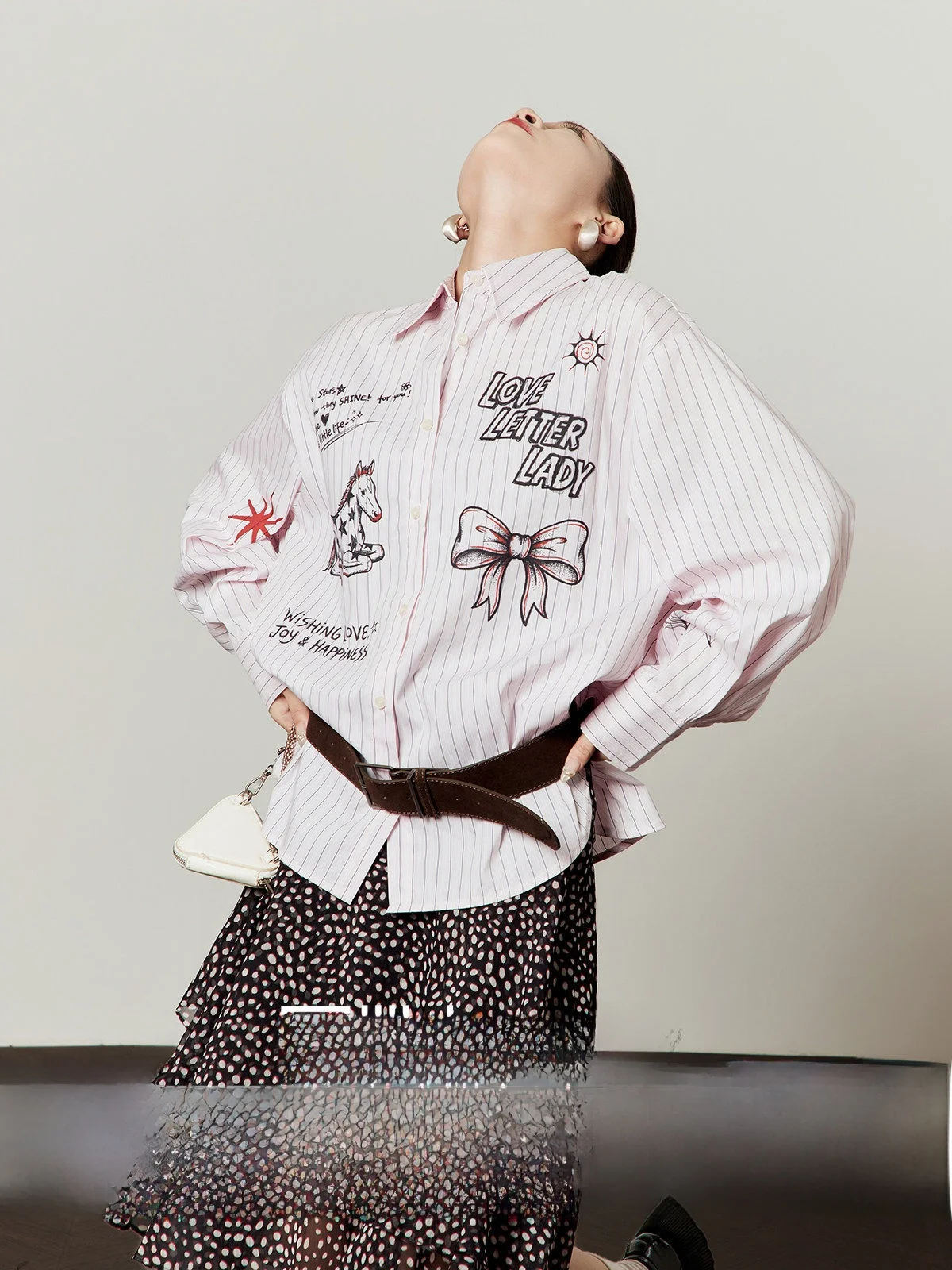 

Женская рубашка Red Arrow Flower с розовыми полосками, свободного кроя, повседневная, весенняя новинка, удобная посадка, классический воротник, длинный рукав