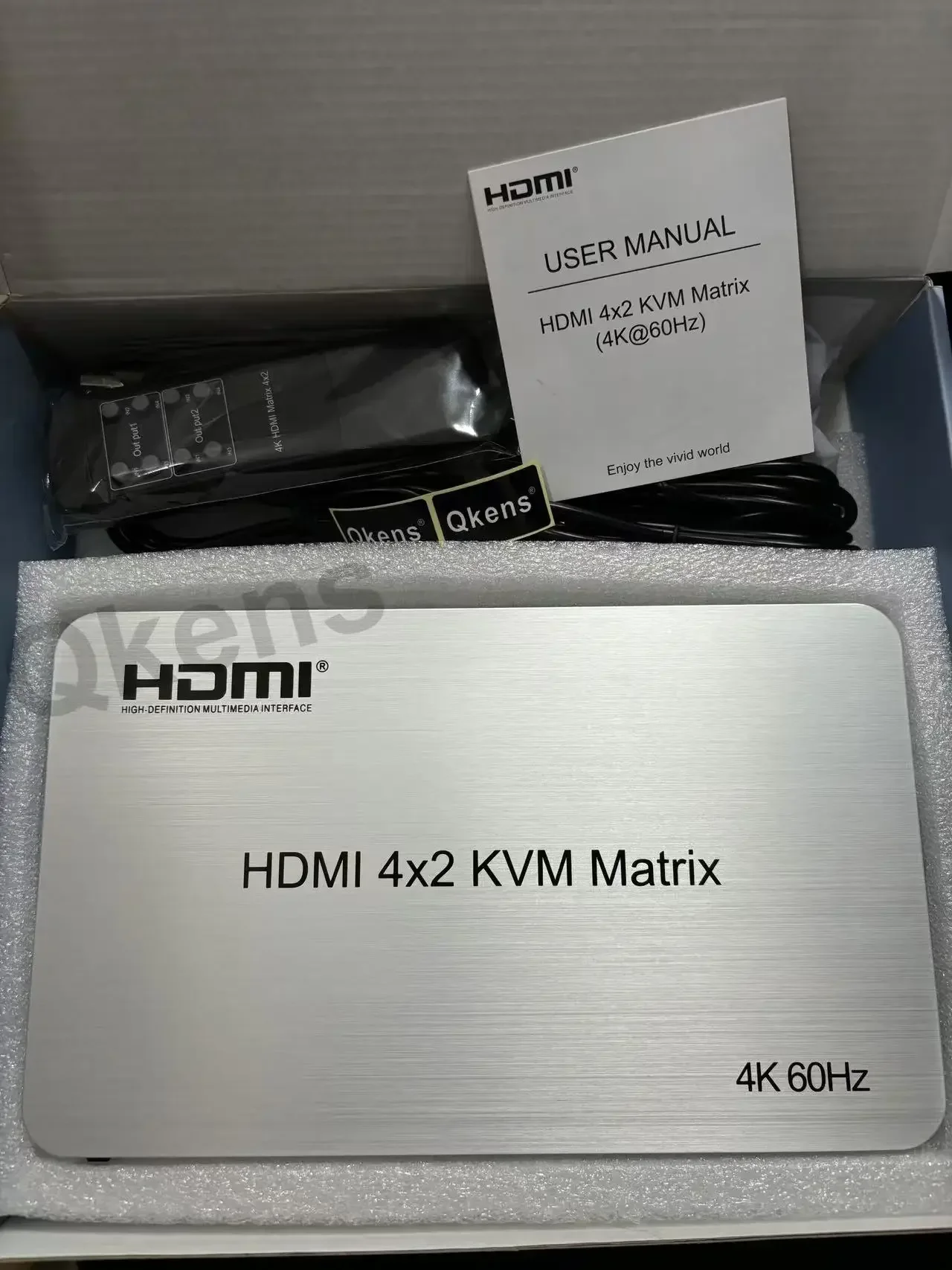 4K 60Hz 4x2 HDMI KVM Matrix Video Switch Splitter 5 USB Support Keyboard Mouse Control Laptop / U Flash Drive USB Disk Printer