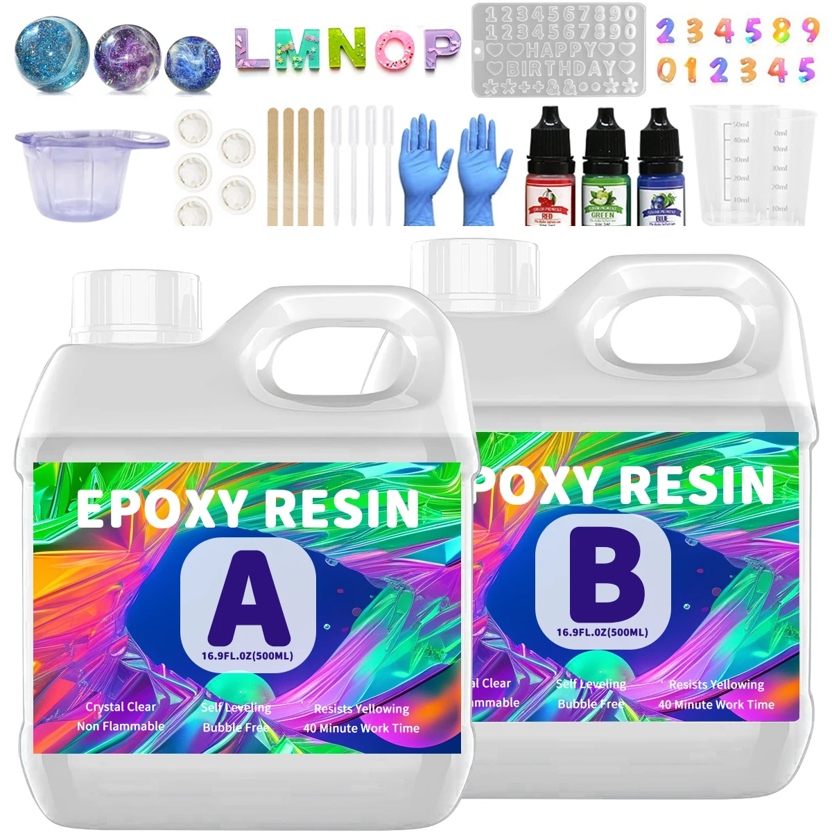 

500ml 1:1AB Epoxy Resin Gule Fast Curing High Clear Hardness Resin AB Adhesive For DIY Earring Pendant Jewelry Craft Making
